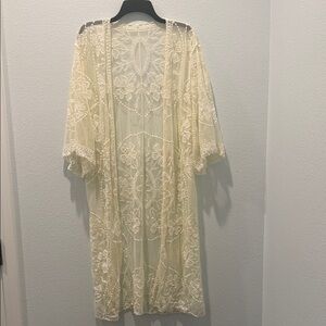 Cream Lace Kimono Cardigan